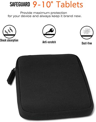 9-10 Inch Tablet Sleeve Bag, Hannyboo Protective Neoprene Zipper Case Cover For Ipad 9.7 2018, Ipad Pro 9.7, Ipad 4 3, Ipad Air 2, Surface Go 10, Galaxy Tab S3 9.7 Inch, Ipad 6Th Generation - Black #TOP2