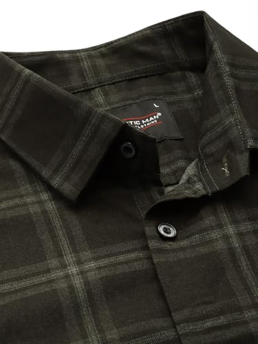 Image of Majestic Man Comfort Slim Fit Cotton Blend Checked Casual Shirt
