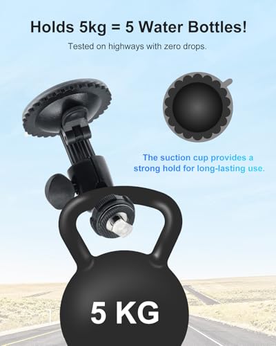 Image of Windshield Suction Mount for Backup Camera Monitor System - Heavy-Duty 5kg Load Capacity, Metal Construction, 360 Adjustable Ball Head, No Drill Easy Install for Car /RV /Truck