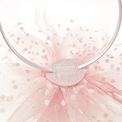 Image of DRESHOW Fascinators Hat Flower Mesh Ribbons Feathers on a Headband and a Clip Tea Party Headwear for Girls and Women