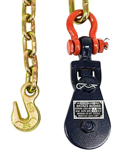 Mytee Products 2 Ton Snatch Block W/Chain Flatbed Tow Truck Rollback Wrecker Car Carrier Cable (2 Pack) #TOP3