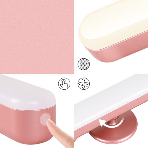 Image of Set of 2 Wireless Vanity Makeup Lights for Mirror, Rechargeable LED Stick On Light Bar for Bathroom Mirror with Dimmable 3 CCT, Long Battery Life Cordless Light Valentine's Day gift for Women(Pink)