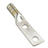 Panduit LCC250-38DW-X Code Conductor Lug, Two Hole, Long Barrel With Window, 250kcmil Copper Conductor Size, 3/8' Stud Size, Yellow Color Code, 1.00' Stud Hole Spacing, 1-11/16' Wire Strip Length, 0.14' Tongue Thickness, 1.17' Tongue Width, 1.61' Neck Length, 3.89' Overall Length