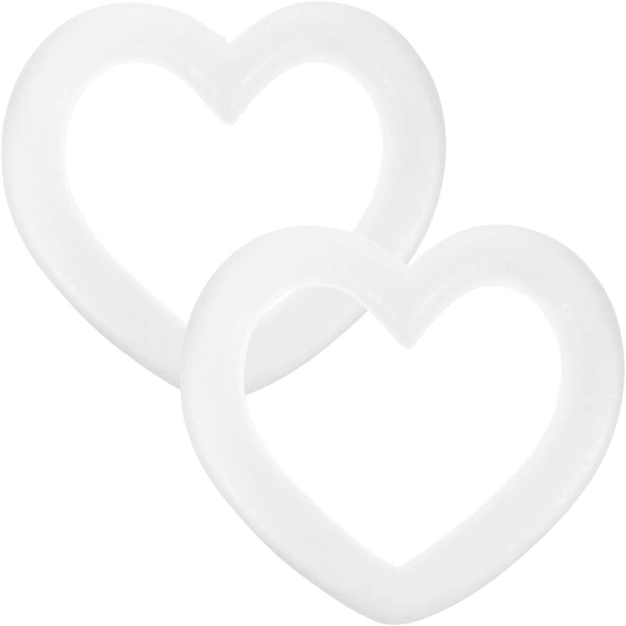 2pcs Craft Foam Heart Foam Wreath Forms Heart Shaped Craft Modeling Polystyrene Wreath Ring Frames for Wedding Valentines Day Projects Sculpture DIY Arts Crafts