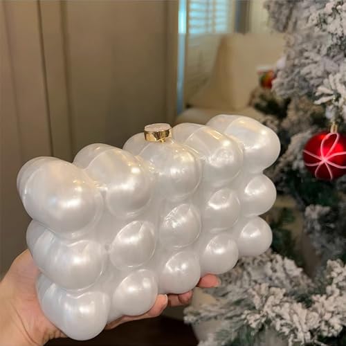 Image of Acrylic Bubble Bag Luxury Marble Clutch Evening Purses for Women Glitter Handbag for Wedding Party Prom