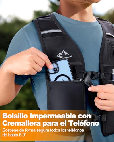 ISEYOU Chaleco Running Ligero, Mochila Hidratacion Trail Running con Múltiples Bolsillos, Reflectante - Ideal para Senderismo, Maratón, Escalada, Ciclismo - para Hombres y Mujeres - imagen 6