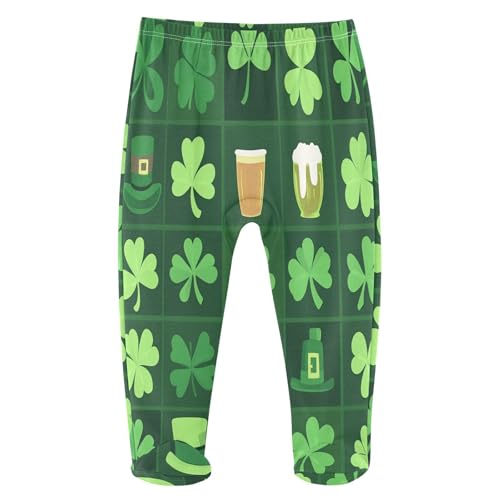 Caihoyu Baby Pajamas with Feet Safaris-Soft Footed Pants Loose Pants with Footies for Boys Girls 18M St.Patricks Clover