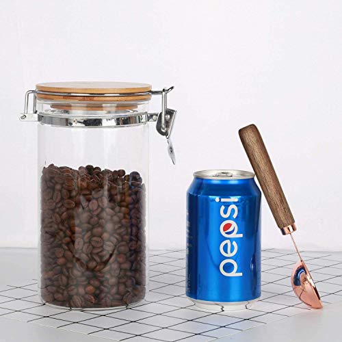 Kkc Borosilicate Glass Coffee Bean Storage Container With Airtight Lid,Glass Sealed Jar With Locking Clamp Lid For Coffee Beans,Nuts,Coffee Storage Canister With Spoon For 1 Lb Bean,40 Fluid-Oz #TOP1