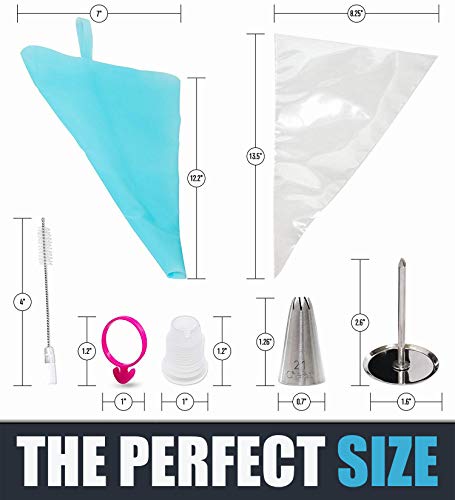 Chefast Cake Decorating Tip Set - 20 Piping Tips, 5 Frosting Bags, 4 Bag Ties, Couplers, Nail Flower, Reusable Pastry Bag, Brush and Gift Box - Great for Cakes, Cupcakes, and Cookies