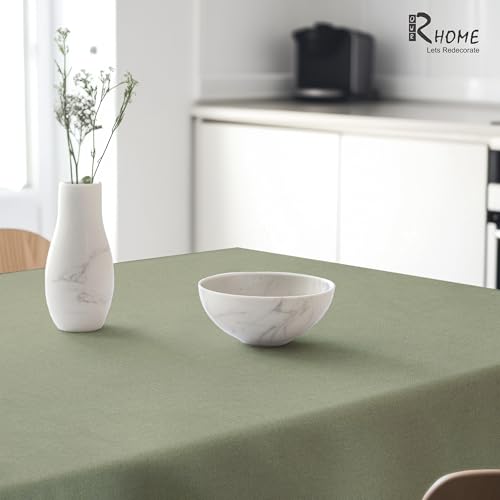Image of R home 100% Cotton Solid Table Cover | 200 GSM Thick Fabric, Anti-Skid | Machine Washable & Reusable | Ideal for Dining Table & Centre Table, Easy Maintenance (Olive Green, 56 x 90 Inch)