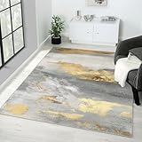 VK VK·LIVING Alfombra lavable a máquina de 5 x 7 pies, moderna alfombra abstracta con parte trasera antideslizante, lavable, para sala de estar, no desprende pelusa, alfombra gris