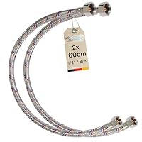 DL-pro 2er Set 60 cm Flexschlauch 1/2 Zoll auf 3/8 Zoll – Anschlussschlauch für Armatur/Eckventil