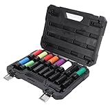 Zhjvihx 1/2-Zoll-Antriebsradnabenmutter-Steckschlüsselsatz, Cr-Mo-Stahl-Sechskant-Design, Doppelseitiger 6-Punkt-12-Punkt-Steckschlüsselsatz mit Verlängerungsstange für