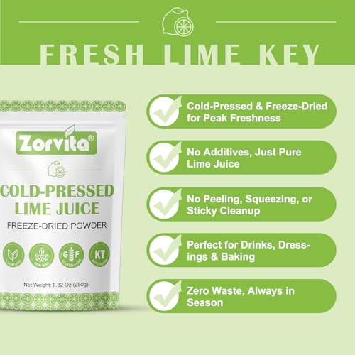 Zorvita Freeze-Dried Lime Juice Powder, Bold Tangy Flavor, Cold Pressed Fresh Lime No Additives or Fillers, Gluten-Free, Non-GMO 8.82 oz (250g) - Image 5