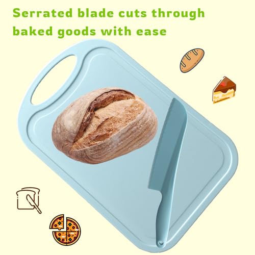 Image of Lettuce Knife to Prevent Browning, 11 inch Plastic Knife for Cutting Veggies, Fruits, Cakes, Brownies, Bread, Dishwasher Safe (2, Blue)