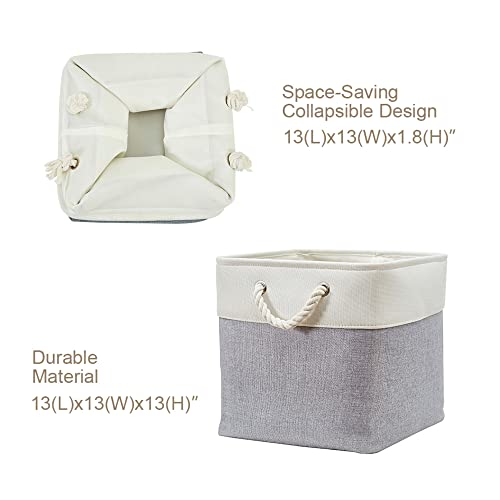 Image of DECOMOMO Cube Storage Bin 13x13, Fabric Storage Bins, Kallax Storage Cubes (Grey & White, 3 Pack)