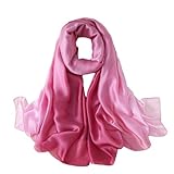 ZMC Long Silk Feeling Scarf, Smooth Gradient Scarf Stripe for women Long Lightweight Sun-proof Shawls Wraps Headscarf for Women Spring Summer Fall(dark pink)