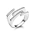 Adisaer 925 Sterling Ringe Damen Modeschmuck Ring Silber Schlicht Silber Promise Für Sie Doppel Gabel Ringgröße 54 (17.2)