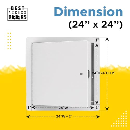 Image of Best 24 inch x 24 inch Insulated Fire Rated Metal Access Panel - Insulated Wall Access Door with Flange, 3-Hour Rated, 20-Gauge Galvanneal Steel, LEED Compliant, BA-FRI
