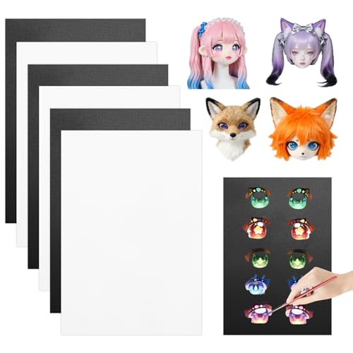 6 Pcs Eye Mesh for Mask, 0.5mm Hole Waterproof Printable Fursuit Eye Mesh, 11.8in X 7.87in PVC Therian Cosplay Eye Mesh for Furry Cosplay Props Fursuits Handicrafts Making(Black, White)
