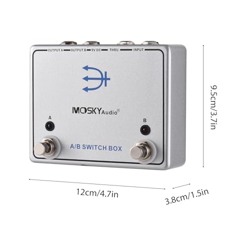 HUIOP Dual Footswitch Amp Channel Footswitch Aluminum 6.35mm Input Output Thru Jack for Constant Signal Foot Switch Pedal for Amplifiers Effects Pedals Drum Machines