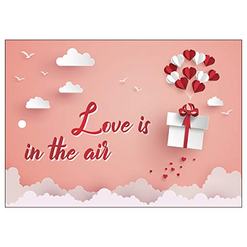 50 Ballonflugkarten 10,8x14,6cm leichte Ballonkarten wetterfest versch. Motive für einen weiten Flug gelocht Flugkarten Postkarten für Luftballons und Herzluftballons (rosa - love is in the air) Cover