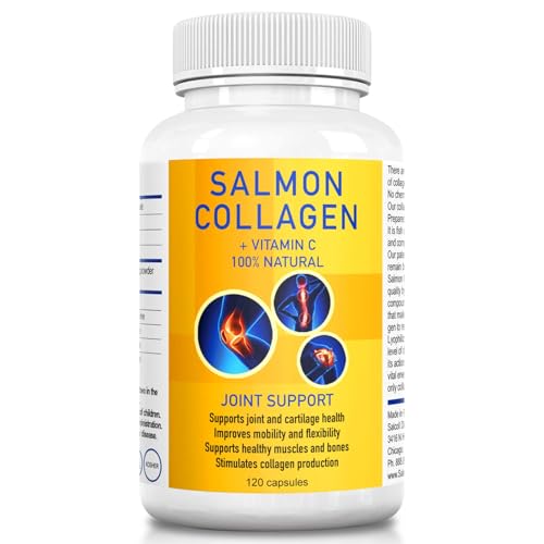 Salcoll Premium Marine Collagen Capsules, 120 Count, Fish Collagen Supplement