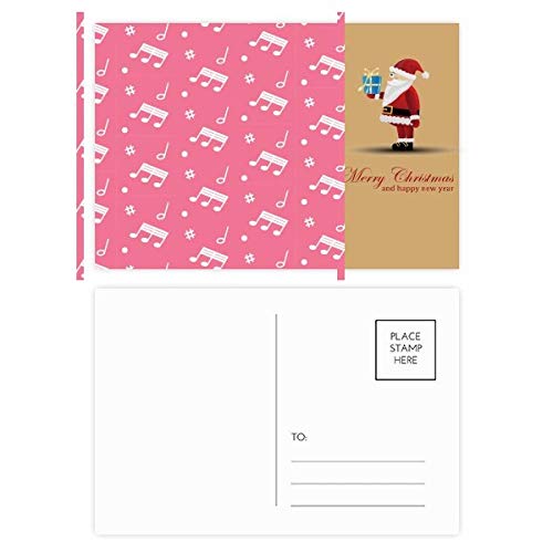 Cartes postales diagonales de Noël musique rose lot de 20 pièces pour vœux