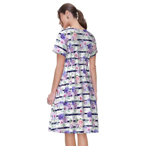 Robe à imprimé succulentes rayées coupe décontractée tendance été - 5