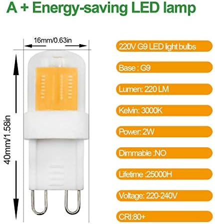 G9 LED Ceramic Base Light Bulbs Small Size 2W Equivalent to 20W 25W 28W Halogen Bulbs Clear Capsule 230V Replacement for Hood Light Ceiling Light Fittings G9 Bi-Pin Base Warm White 3000K (5 Pack)