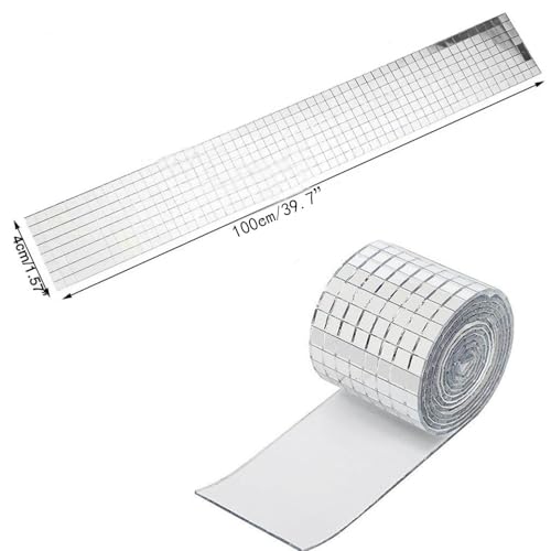 Armastuse5 Rolle Spiegel Mosaik Fliesen Disco Kugel, 5x5 mm Mosaik Spiegelfliesen Aufkleber Glas für Disco Tiles DIY Handwerk Bad Küche Wohnzimmer Dekoration Wandtattoos