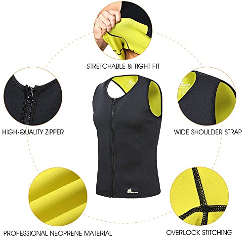 Gowhods Waist Trainer Sweat Vest for Men,Hot Neoprene Sauna Tank Top Vest with Zipper,Gym Workout Suit