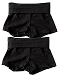 Waist Band Contrast Yoga Fold Over Shorts (Large, 2 Pack: Black)