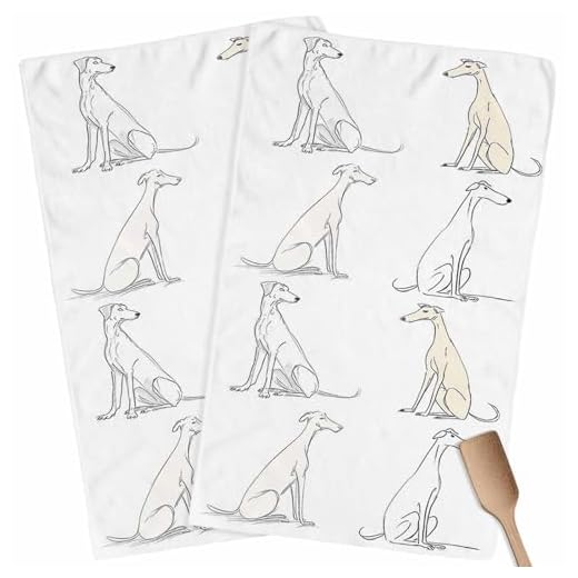 Kitchen Towels - 2 Packs Abstract Greyhound Dog Sketch Dish Towels, Animal Line Art on White Quick Drying Dishcloth Tea Towels, Absorbent Soft Hand Towel,18x28in