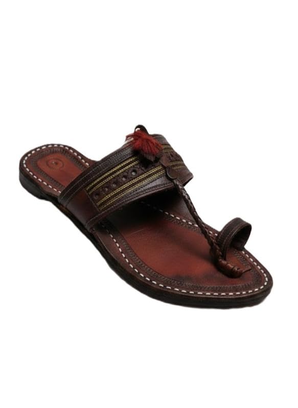 Men’s Genuine Leather Traditional Kolhapuri Sandals | Handcrafted Ethnic Slip-On Footwear for Regular Wear, Casual & Regular Use-image-9