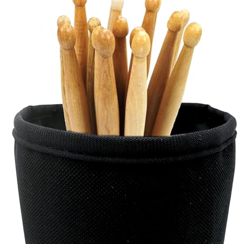 Wanty Drumstick Holder Drum Sticks Nylon Holder High-Capacity Bag with Two Hook & Loop Straps for Drumsticks Mallets Brushes Up to 10 Pairs Drum Set Accessories - Thumbnail 2