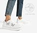 LUCKY STEP Women's Chunky Fashion Sneakers High Platform Rhinestone Butterfly Casual Faux Leather Durable Walking Tennis Shoes(White,8.5)