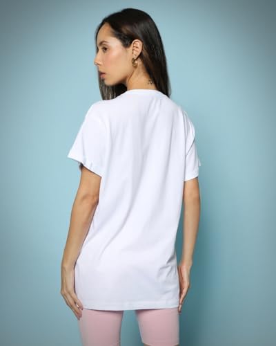 Image of Bewakoof Official Disney Merchandise Women's Graphic Print Boyfriend Fit Half Sleeve Round Neck Cotton Relaxed Fit T-Shirt