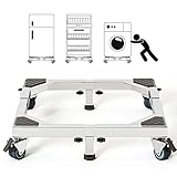 Chinchilla Heavy Duty All Stainless Steel Mobile Fridge Stand Base, Washing Machine Stand with Wheels, Adjustable Furniture Dolly for Washer, Refrigerator and Dryer（Large