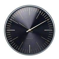 Interval Metal Wall Clock in Black & Gold with Gold Metal Hands & Quartz Movement
