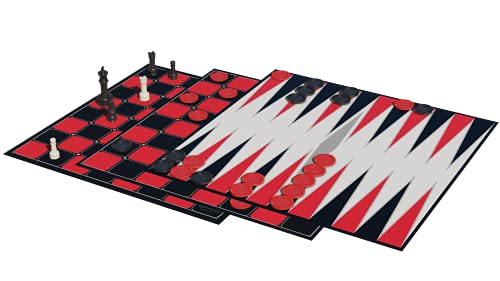 Goliath Chess/Checkers/Backgammon (Amazon Exclusive) - 3 Games in One with Full Size Staunton Chess Pieces and Interlocking Checkers