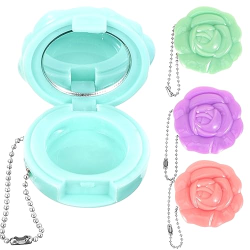 FRCOLOR Empty Eyeshadow Palette Rose Shaped Lipstick Case with Mirror Refillable Mini Makeup Box Travel Cosmetics Container Sample for Powder 4pcs