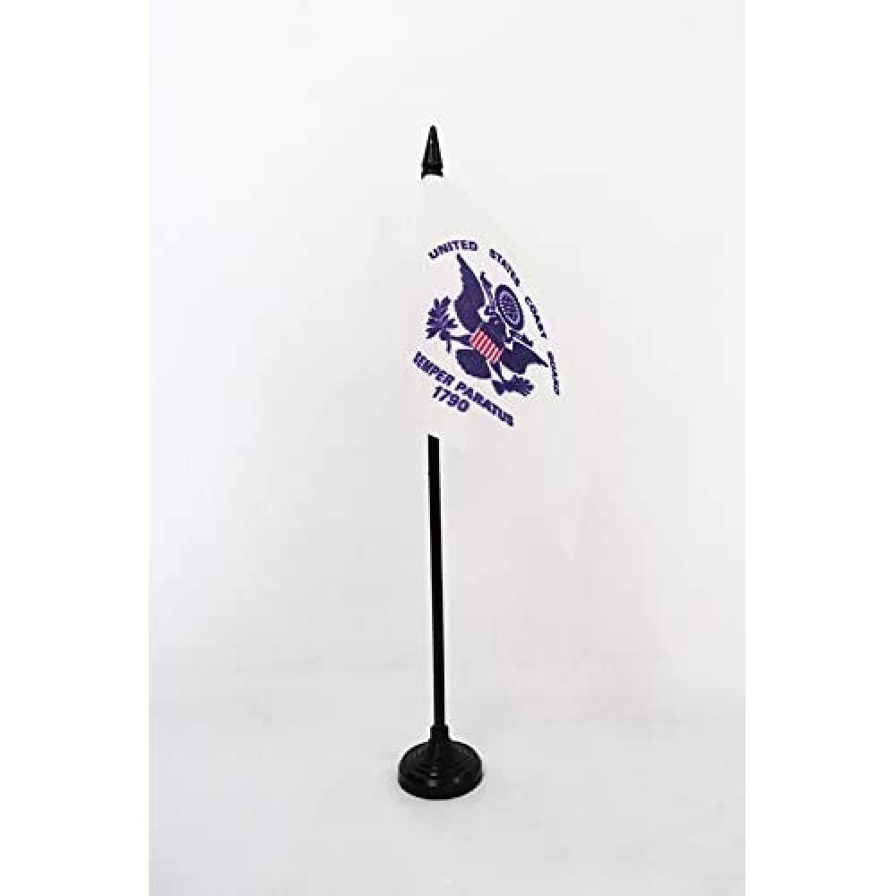AZ FLAG, United States Coast Guard Table Flag 4'' x 6'', US Coast Guard Office Mini Banner 100% Polyester 15 x 10 cm