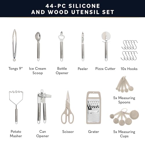 image for Home Hero 44 Pcs Silicone Kitchen Utensils Set, Non-Stick Silicone Coo