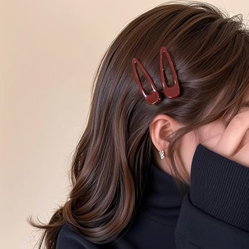 4Pcs Pinzas de Pelo Rectangulares Huecas Burdeos para Mujer, Clips de Pelo Decorativos, Pinzas de Pelo de Metal Antideslizantes, Clips de Moda para Peinados, Barretes Estéticos para Flequillo Lateral miniatura 4