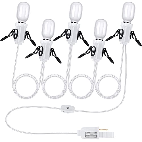 Leelosp 1 Pack Accessory Cord with 5 Milky White LED Light Bulb, 9.84 ft Christmas Village Light Cord with Fuse Wire, Blow Mold Light Kit Replacement for Christmas Village House Craft Halloween