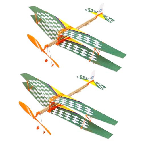 Garneck 2stücke Holz Segelflugzeug Spielzeug Mit Gummibandantrieb DIY Bastelmaterialien-Set Modell-Flugzeug Für Junge Mädchen Zum Selbermachen Lernspielzeug Für Jungen Und Mädchen