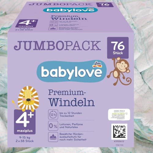 Couches bébé taille 4+ Babylove Maxiplus pour nuits sereines 76 pièces - 4