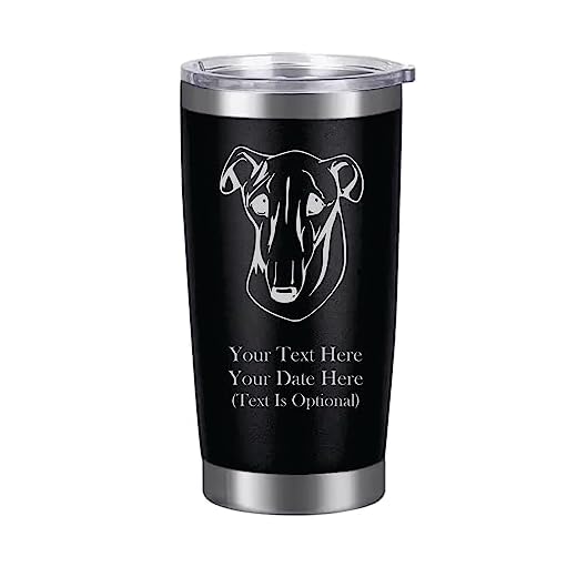 Galgo Espanol (Spanish Grayhound) Dog Themed Etched 20oz Stainless Steel Black Tumbler