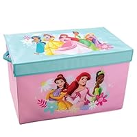 rightclick Large Storage Box With Lid & Handles, Foldable Lid Toy Storage Organizer, Girls Bedroom Accessories Magical Princess Design, Toy Storage Unit (61x38x38 cm)